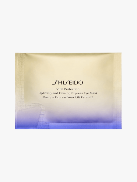 Shiseido Vital Perfection Uplifting and Firming Express Eye Mask in branded component on a light gray background